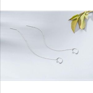 Silver Cuff Chain Crawler Earrings